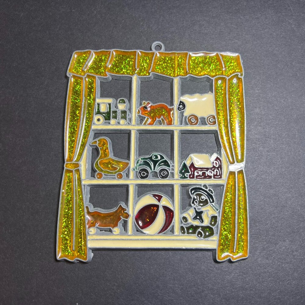 VTG Glitter Multicolor Plexiglass Acrylic Toy Store Window Suncatcher Ornament